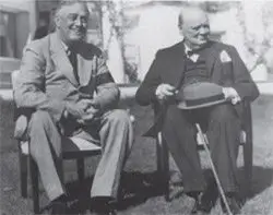 This 1943 photo shows Franklin D. Roosevelt with Winston Churchill in Casablanca, Morocco. Photo credit: Grace Tully Collection, FDR Library