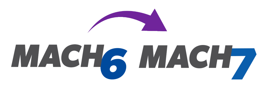 MACH6 logo with an arrow pointing over to the MACH7 logo
