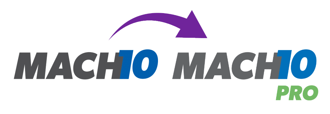 MACH10 logo with an arrow pointing over to the MACH10 Pro logo
