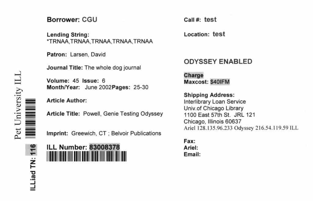 ILL Transaction Ticket
