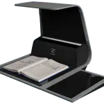 The zeta book copy system allows library patrons to walk up, scan text and images from books or documents and electronically save, send or print the images. 