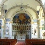 The newly-restored sanctuary of Baltimore's Transfiguration Catholic Community. The congregation is digitizing 88 volumes of sacrament registries dating back to 1842.