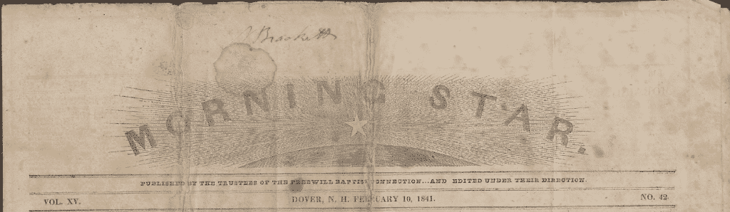 The masthead of the Morning Star edition discovered in Harpers Ferry, W. Va. bears the signature of Reverend Nathan Cook Brackett, the founder of Storer College.